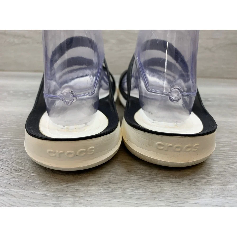 Crocs Swiftwater Strappy Sandals Black White Women's 10 Comfort Water Shoes